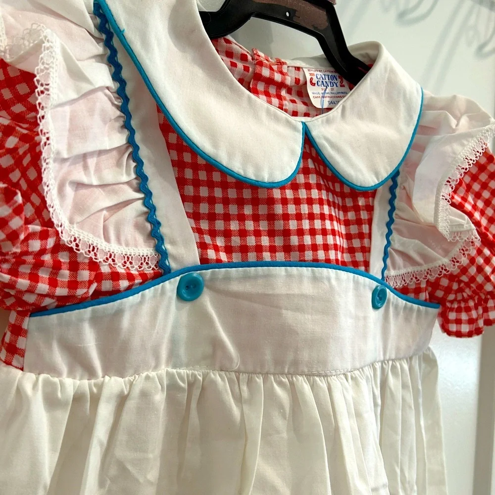 Vintage 80’s Gingham Pinafore Overlay Dress by Cotton Candy |Size 3T - Picture 2 of 7